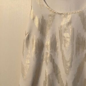 Off white with gold sleeveless blouse size L
